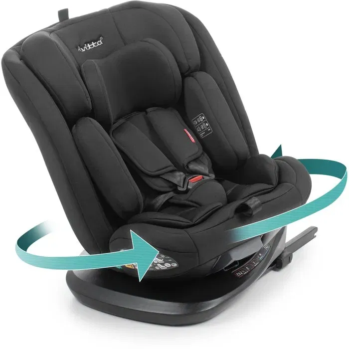 BabyAuto ZAFIRO Siège auto pivotant 360° Groupe 0/1/2/3 (40-150 cm) i-Size, inclinable avec réducteur - Noir
