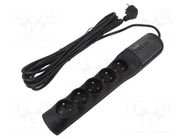 HSK DATA Bloc parafoudre 5 prises avec cordon 5m noir