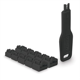 Lindy Bloqueur de ports RJ45 - Lot de 10 pièces avec clé de sécurité - Protection physique contre l'accès réseau non autorisé - Noir