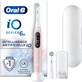 Oral-B iO6n Series Brosse à dents électrique Rose Sable - Technologie avancée pour 100% de plaque en moins et gencives 190% plus saines