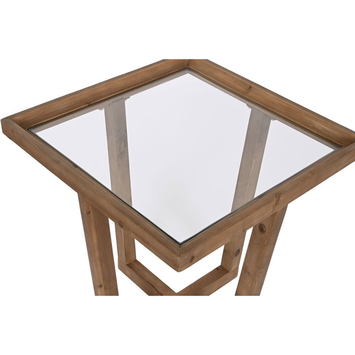 Table d'appoint Home ESPRIT Marron Verre Sapin 58 x 58 x 60 cm