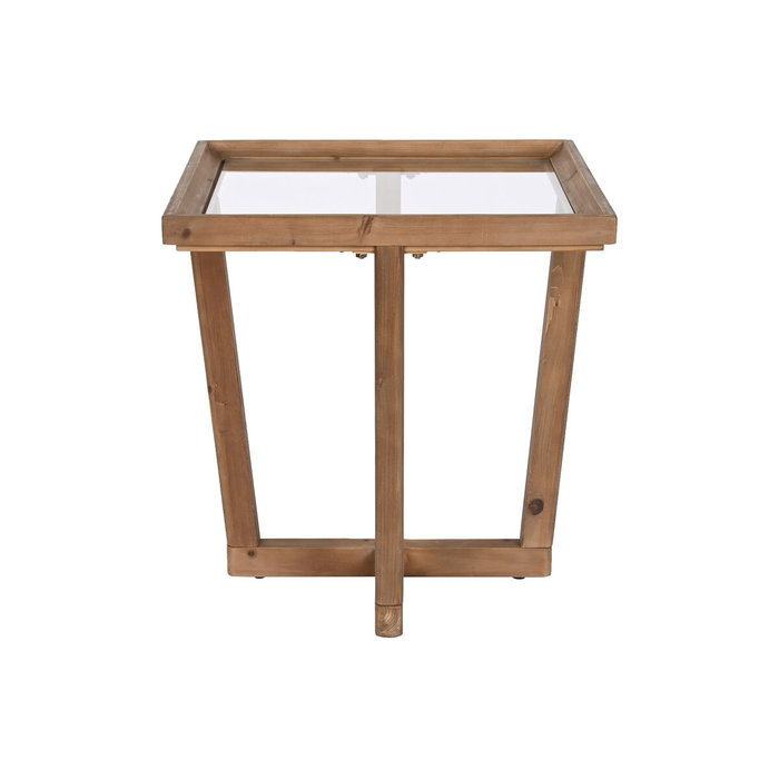 Table d'appoint Home ESPRIT Marron Verre Sapin 58 x 58 x 60 cm