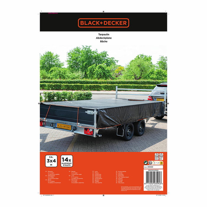 Black & Decker Housse pour remorque Noir 3 x 4 m