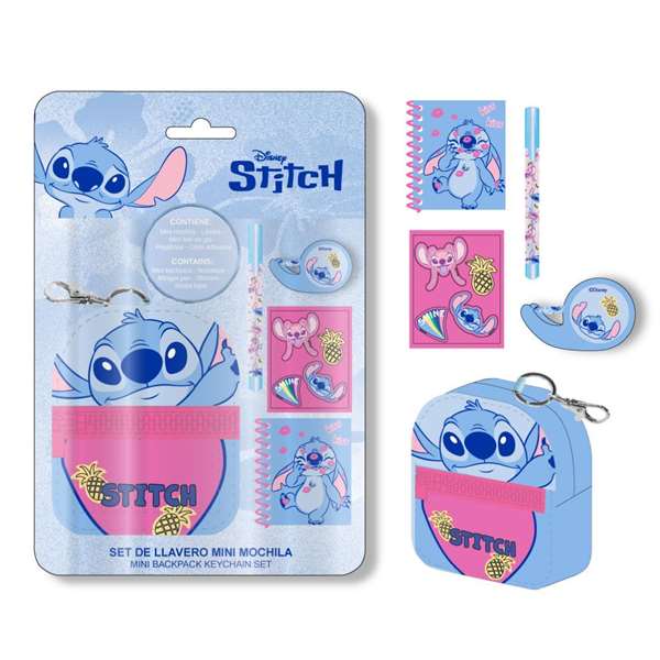 Cerdá - Set de Papeterie Minimochila Stitch 19,5 x 22,5 x 4,5 cm - Multicolore - À partir de 3 ans