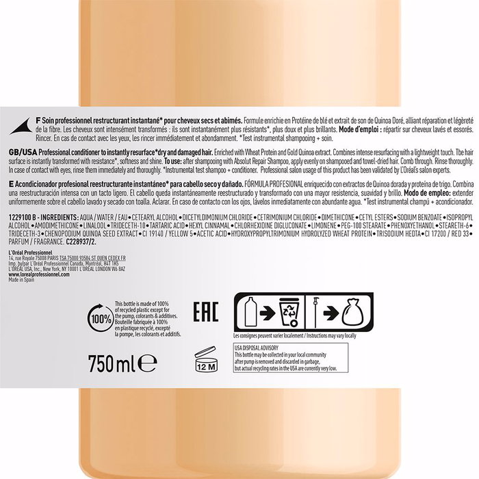 L'Oréal Professionnel Paris Absolut Repair Gold 750 ml (Reconditionné)