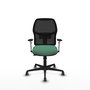 Chaise Alfera Synchrone/Traslack Maille/tissu Vert émeraude Maille Noir Base en nylon noir Accoudoirs noirs et blancs Sans appui-tête Roulettes 65mm pour moquette