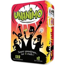 Asmodee - Jeu de société Unanimo pour adultes et enfants dès 10 ans, jeu d'ambiance simple et drôle avec 200 thèmes, de 3 à 12 joueurs, version française