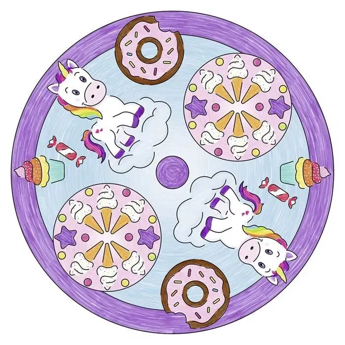 Ravensburger - Mandala Design Licorne - Coffret Loisirs Créatifs avec Pochoirs et Crayons - Jeu Dessin pour Enfants dès 6 Ans
