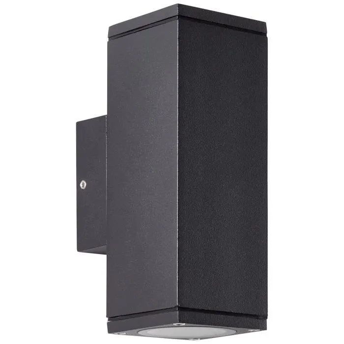 Brilliant HALLY Applique Murale Extérieure en Métal et Verre Anthracite, 2x GU10 LED 10W, IP44