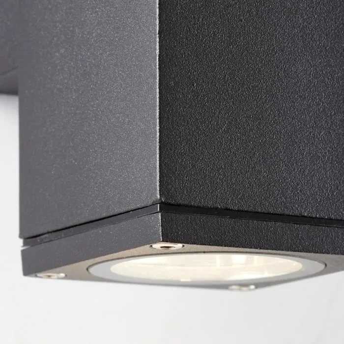 Brilliant HALLY Applique Murale Extérieure en Métal et Verre Anthracite, 2x GU10 LED 10W, IP44