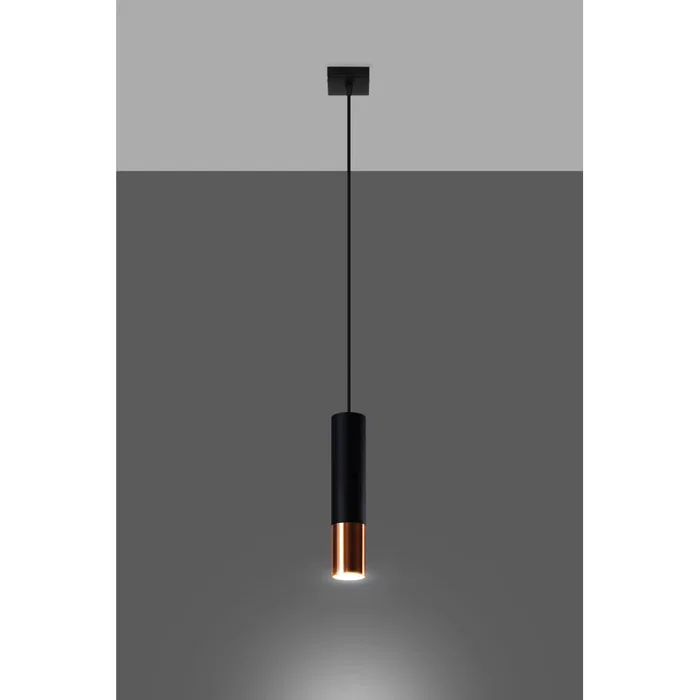 LOOPEZ Lâmpada Colgante "Loopez 1" (SOL-SL.0946) - Lampe suspendue noire mate avec finition chromée, cuivrée ou dorée - Collection minimaliste