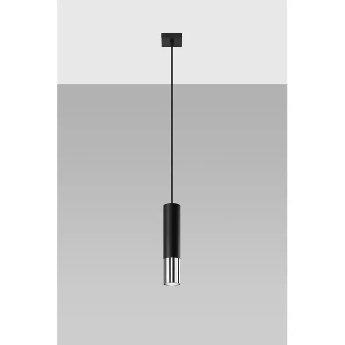 LOOPEZ Lâmpada Colgante "Loopez 1" (SOL-SL.0946) - Lampe suspendue noire mate avec finition chromée, cuivrée ou dorée - Collection minimaliste