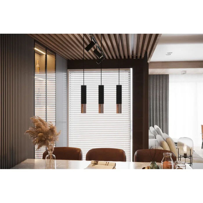 LOOPEZ Lâmpada Colgante "Loopez 1" (SOL-SL.0946) - Lampe suspendue noire mate avec finition chromée, cuivrée ou dorée - Collection minimaliste