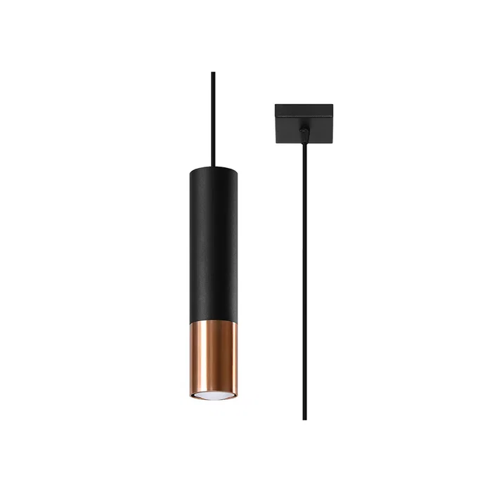 LOOPEZ Lâmpada Colgante "Loopez 1" (SOL-SL.0946) - Lampe suspendue noire mate avec finition chromée, cuivrée ou dorée - Collection minimaliste