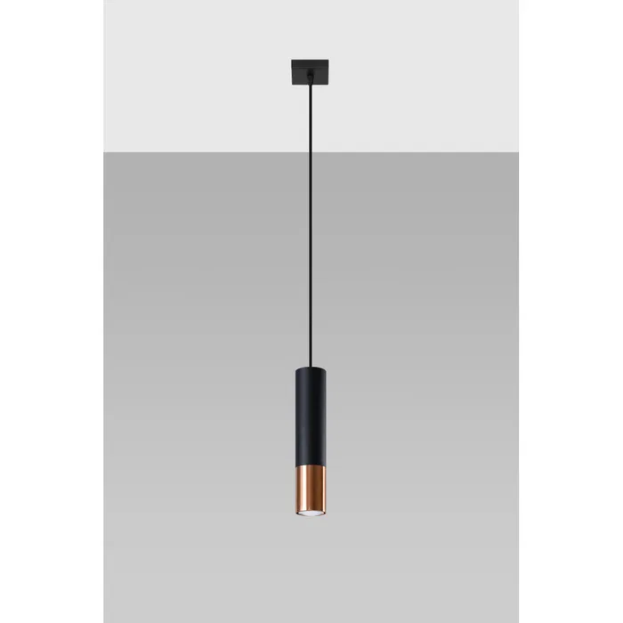 LOOPEZ Lâmpada Colgante "Loopez 1" (SOL-SL.0946) - Lampe suspendue noire mate avec finition chromée, cuivrée ou dorée - Collection minimaliste
