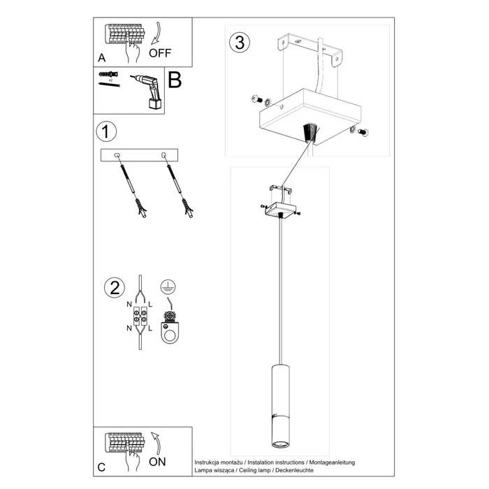 LOOPEZ Lâmpada Colgante "Loopez 1" (SOL-SL.0946) - Lampe suspendue noire mate avec finition chromée, cuivrée ou dorée - Collection minimaliste