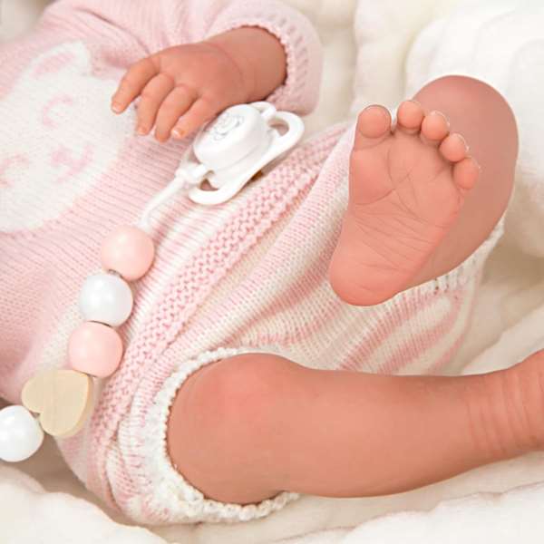 Muñecas Arias - Poupée reborn Adriana, poupée lestée avec couverture et tétine, taille 40 cm, produit en espagnol