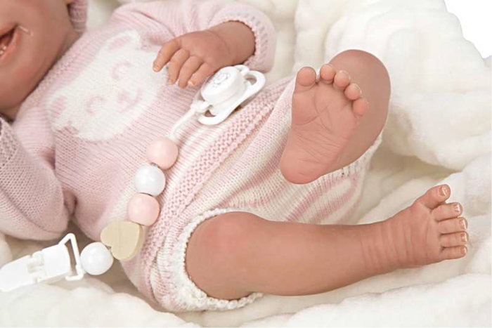 Muñecas Arias - Poupée reborn Adriana, poupée lestée avec couverture et tétine, taille 40 cm, produit en espagnol