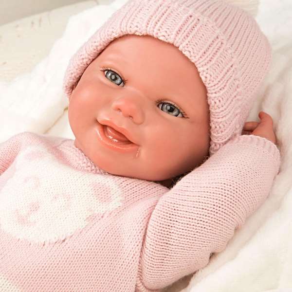 Muñecas Arias - Poupée reborn Adriana, poupée lestée avec couverture et tétine, taille 40 cm, produit en espagnol