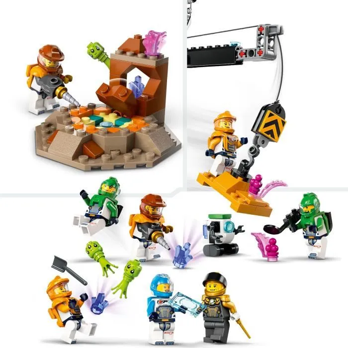 LEGO 60434 City La Station Spatiale et la Base de Lancement de Fusées, Jouet sur l'Espace avec Robot et 6 Minifigurines