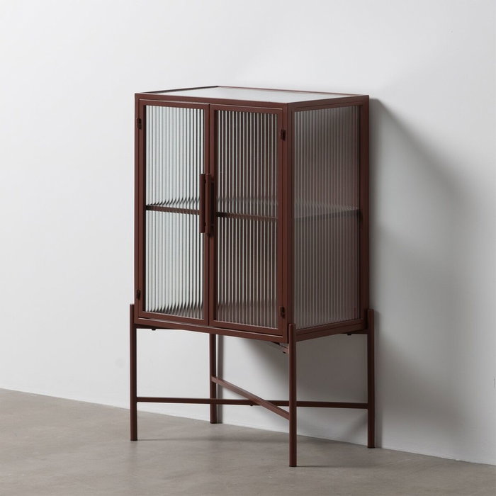 BigBuy Home Vitrine avec Double Porte en Cristal Tuile Verre Fer BigBuy Home Vitrine avec Double Porte en Cristal Tuile Verre Fer