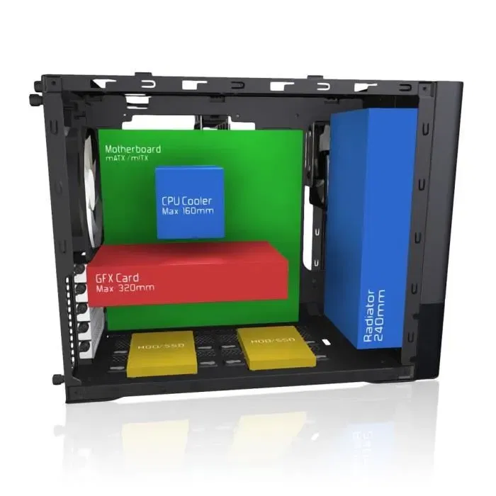 Fractal Design FD-CA-NODE-804-BL-W Node 804 - Boîtier PC Micro-ATX/Mini-ITX Noir avec Watercooling, 8 Baies HDD/SSD et Ventilateurs Silencieux