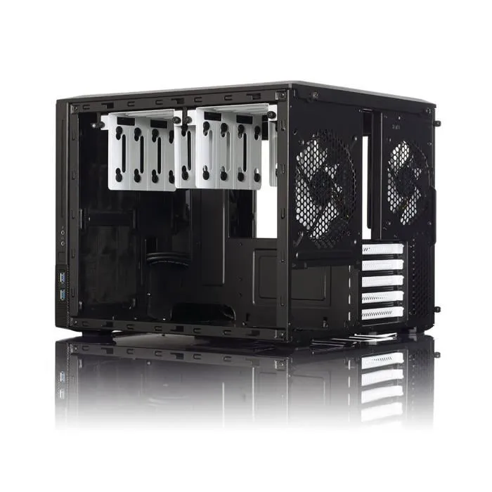 Fractal Design FD-CA-NODE-804-BL-W Node 804 - Boîtier PC Micro-ATX/Mini-ITX Noir avec Watercooling, 8 Baies HDD/SSD et Ventilateurs Silencieux