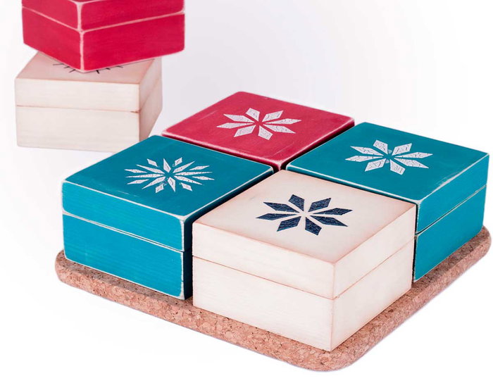 Innspiro Boîte en pin massif et placage carré 8,5x8,5x5cm