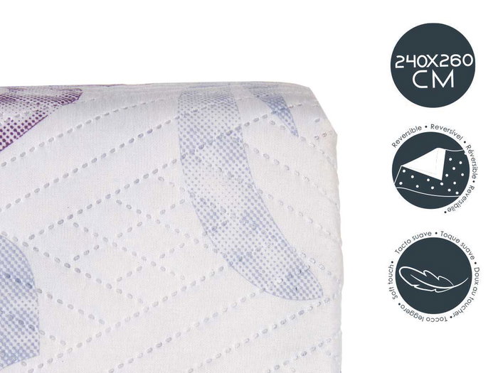 Giftdecor Colcha de Lit Réversible 240x260 cm Damassé Blanc et Violet 100% Polyester (Set de 6) Giftdecor Colcha de Lit Réversible 240x260 cm Damassé Blanc et Violet 100% Polyester (Set de 6)