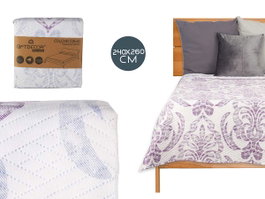 GIFTDECOR Couvre-lit réversible damasqué Blanco-Morado 240x260 cm