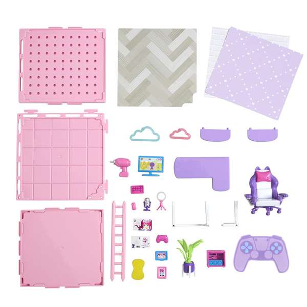 Bizak Kit Créatif Design Ta Salle Gamer Suite Spaces - 20 Accessoires, 2 Papiers Muraux, 1 Papier de Sol - Version Espagnole