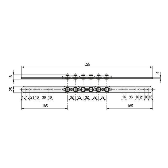Q&Q Articulation Plate Longue 525mm 6-Nœuds