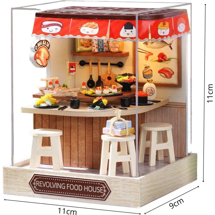 Creanook - Book Nook Kit DIY à Construire - Maquette 3D Serre-Livre Bar à Sushi Japonais - 11 x 9 x 11 cm