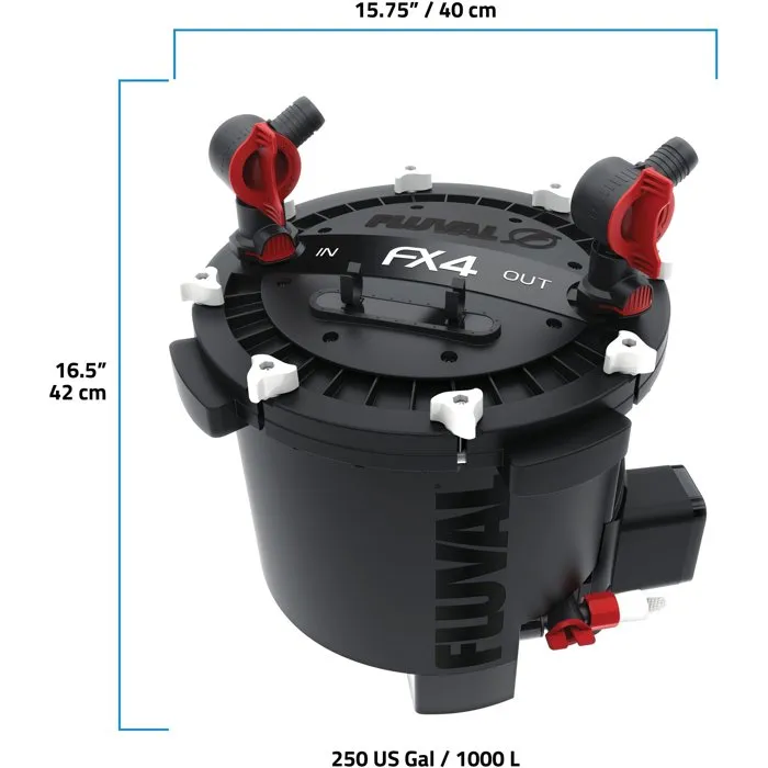 Fluval FX4 Filtre externe pour aquarium - Filtration pour bassin jusqu'à 1000 L avec Smart Pump - Compact et paniers amovibles pour eau douce et salée