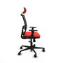 Chaise Yunquera Synchro 4 positions tissu Orange foncé Maille Noir Base en nylon noir Accoudoir 1D Appui-tête 1D Roulettes 65mm nylon
