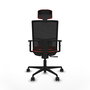 Chaise Yunquera Synchro 4 positions tissu Orange foncé Maille Noir Base en nylon noir Accoudoir 1D Appui-tête 1D Roulettes 65mm nylon