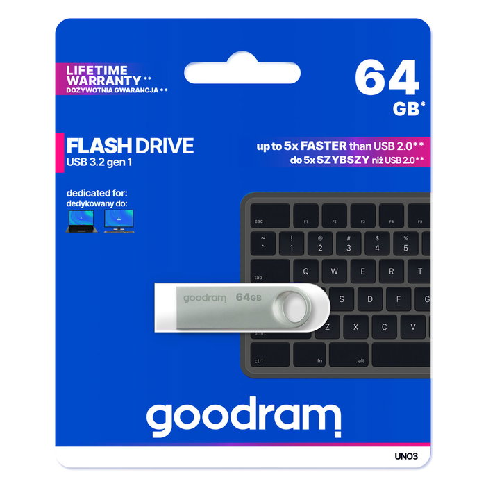 GoodRam Clé USB UNO3-0640S0R11 Argenté 64 Go