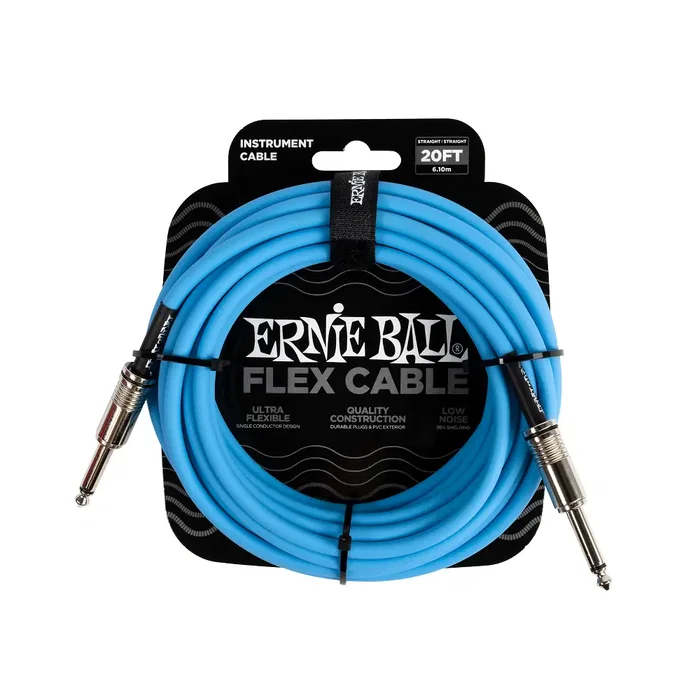 ERNIE BALL Câble Instrument Flex Jack-Jack SS 6 m - Bleu ERNIE BALL Câble Instrument Flex Jack-Jack SS 6 m - Bleu