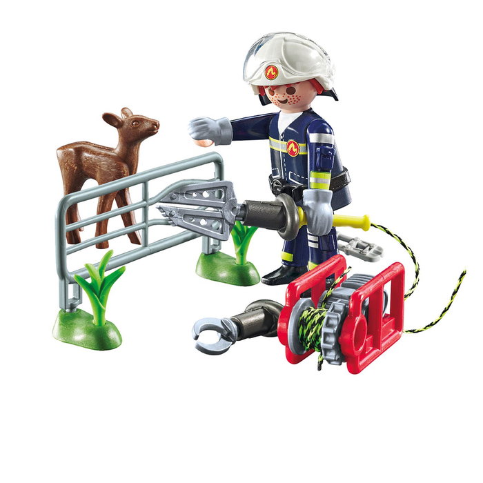 PLAYMOBIL Mission Pompiers: Secours Animal - Jeu de construction Action 71467 avec véhicule et figurine
