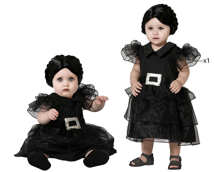 Déguisement Fantôme Bébé Fille Noir avec Robe et Capuche Déguisement Fantôme Bébé Fille Noir avec Robe et Capuche