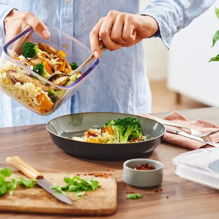 Bosch - Lot de 3 boîtes de conservation sous vide hermétiques en Tritan (0.7L, 1.0L, 1.5L) avec bac d'égouttement et indicateur de date