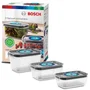 Bosch - Lot de 3 boîtes de conservation sous vide hermétiques en Tritan (0.7L, 1.0L, 1.5L) avec bac d'égouttement et indicateur de date