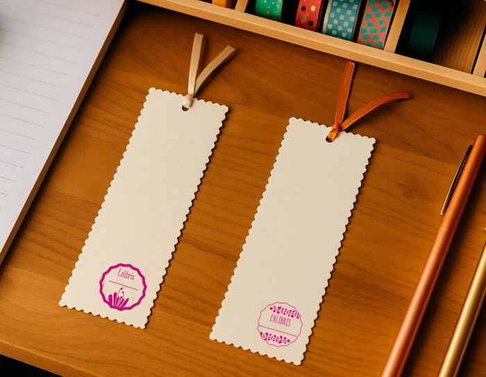Innspiro Kit 3 Tampons Bois Exlibris avec Encre Rouge Foncé