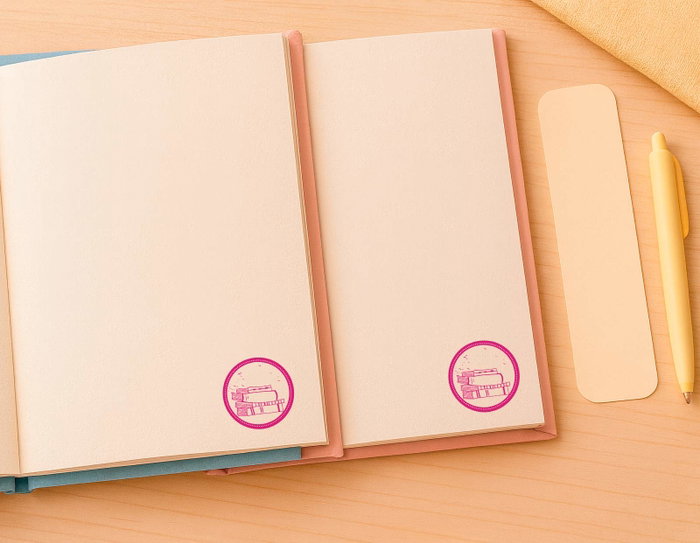 Innspiro Kit 3 Tampons Bois Exlibris avec Encre Rouge Foncé