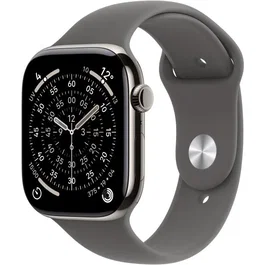 Apple Watch Series 11 GPS + Cellular 42mm Titane Naturel - Bracelet Stone Grey Sport Band S/M