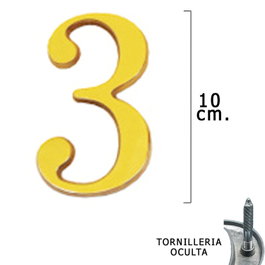 WOLFPACK LINEA PROFESIONAL Chiffre 3 en laiton 10 cm