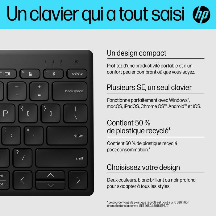HP Clavier Bluetooth compact HP 350 Noir HP Clavier Bluetooth compact HP 350 Noir