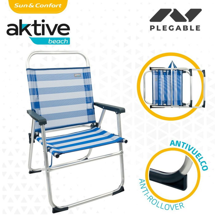 Chaise de Plage Aktive Bleu Blanc 48 x 88 x 50 cm Aluminium Pliable (4 Unités) Chaise de Plage Aktive Bleu Blanc 48 x 88 x 50 cm Aluminium Pliable (4 Unités)