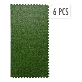 Basics Sol Puzzle en Mousse EVA avec Motif Gazon 40 x 40 x 1 cm, Lot de 6