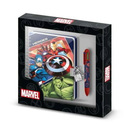Karactermania Pack Journal Avengers et Stylo 6 Couleurs Bleu A5